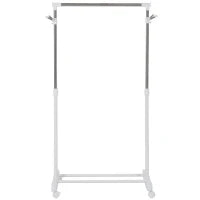 Appendiabiti Stender ad Altezza Regolabile con Fondo Portaoggetti e 4 Ruote, 68.5x42x87-145 cm