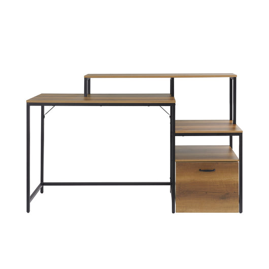 Scrivania multifunzionale con cassetto Tavolo da lavoro con Ripiani Naturale 143x50x90 cm FWT103-PF