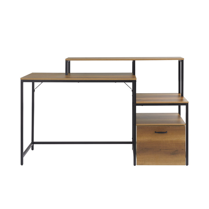 Scrivania multifunzionale con cassetto Tavolo da lavoro con Ripiani Naturale 143x50x90 cm FWT103-PF