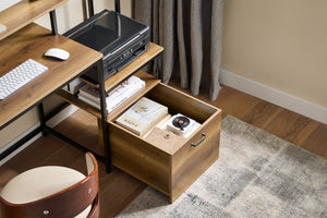 Scrivania multifunzionale con cassetto Tavolo da lavoro con Ripiani Naturale 143x50x90 cm FWT103-PF