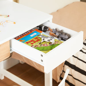 Scrivania con 2 cassetti Scrivania per cameretta da ragazzi Scrivania Scaffale Tavolo Bianco 100x59x95cm FWT106-W