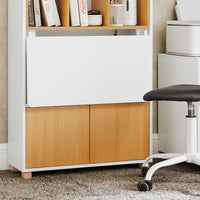 Scrivania pieghevole multifunzionale Tavolo da lavoro con Ripiani Bianco-Naturale 70x108x59 cm FWT107-WN