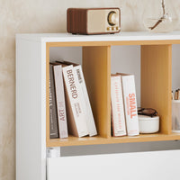 Scrivania pieghevole multifunzionale Tavolo da lavoro con Ripiani Bianco-Naturale 70x108x59 cm FWT107-WN