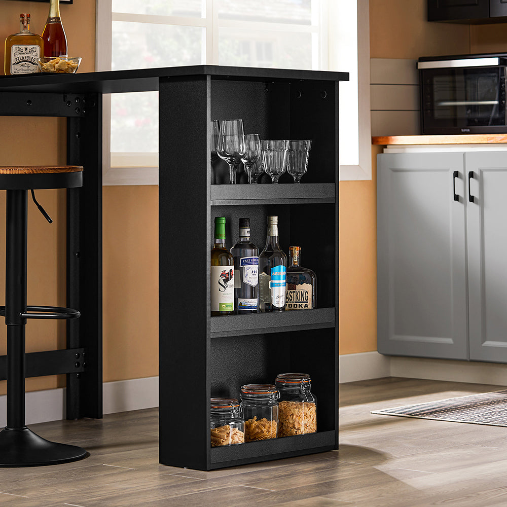 SoBuy FWT17-II-SCH Tavolo Alto da Cucina, Tavolo da Bar Moderno con Ripiani di Stoccaggio, Design Salvaspazio per Cucina Piccola, Soggiorno, Angolo Bar o Studio Nero 112 x 57 x 106 cm