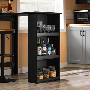 SoBuy FWT17-II-SCH Tavolo Alto da Cucina, Tavolo da Bar Moderno con Ripiani di Stoccaggio, Design Salvaspazio per Cucina Piccola, Soggiorno, Angolo Bar o Studio Nero 112 x 57 x 106 cm