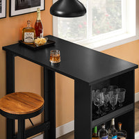 SoBuy FWT17-II-SCH Tavolo Alto da Cucina, Tavolo da Bar Moderno con Ripiani di Stoccaggio, Design Salvaspazio per Cucina Piccola, Soggiorno, Angolo Bar o Studio Nero 112 x 57 x 106 cm