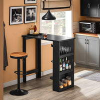 SoBuy FWT17-II-SCH Tavolo Alto da Cucina, Tavolo da Bar Moderno con Ripiani di Stoccaggio, Design Salvaspazio per Cucina Piccola, Soggiorno, Angolo Bar o Studio Nero 112 x 57 x 106 cm