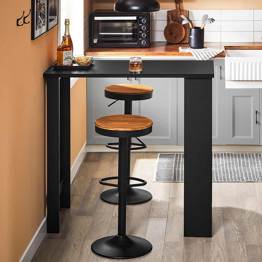 SoBuy FWT17-II-SCH Tavolo Alto da Cucina, Tavolo da Bar Moderno con Ripiani di Stoccaggio, Design Salvaspazio per Cucina Piccola, Soggiorno, Angolo Bar o Studio Nero 112 x 57 x 106 cm