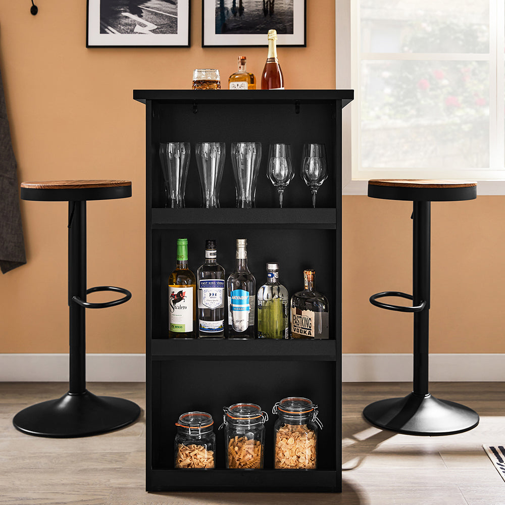 SoBuy FWT17-II-SCH Tavolo Alto da Cucina, Tavolo da Bar Moderno con Ripiani di Stoccaggio, Design Salvaspazio per Cucina Piccola, Soggiorno, Angolo Bar o Studio Nero 112 x 57 x 106 cm