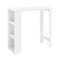 SoBuy Tavolo Alto da Cucina, Tavolo da Bar Moderno con Ripiani di Stoccaggio, Design Salvaspazio per Cucina Piccola, Soggiorno, Angolo Bar o Studio Bianco 112 x 57 x 106 cm FWT17-II-W