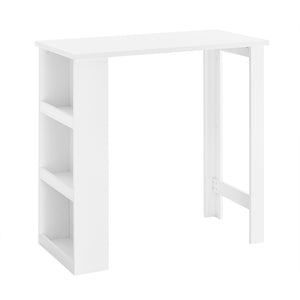 SoBuy Tavolo Alto da Cucina, Tavolo da Bar Moderno con Ripiani di Stoccaggio, Design Salvaspazio per Cucina Piccola, Soggiorno, Angolo Bar o Studio Bianco 112 x 57 x 106 cm FWT17-II-W