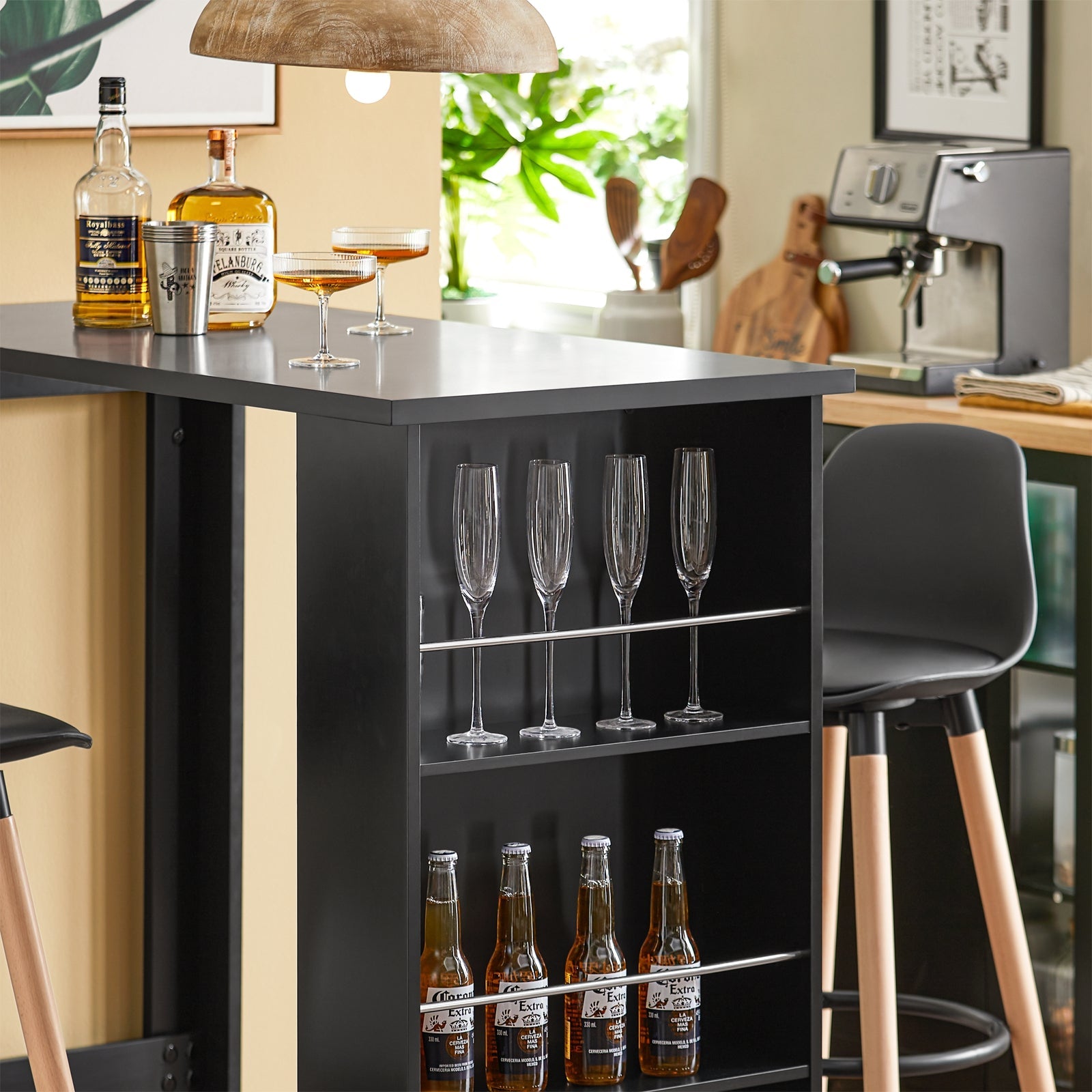 Tavolo alto da bar moderni,Bancone stile bar,Tavolo cucina Nero FWT17-SCH