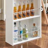 SoBuy Tavolo Alto da Cucina, Tavolo da Bar Moderno con Ripiani di Stoccaggio, Design Salvaspazio per Cucina Piccola, Soggiorno, Angolo Bar o Studio Bianco 112 x 57 x 106 cm FWT17-II-W