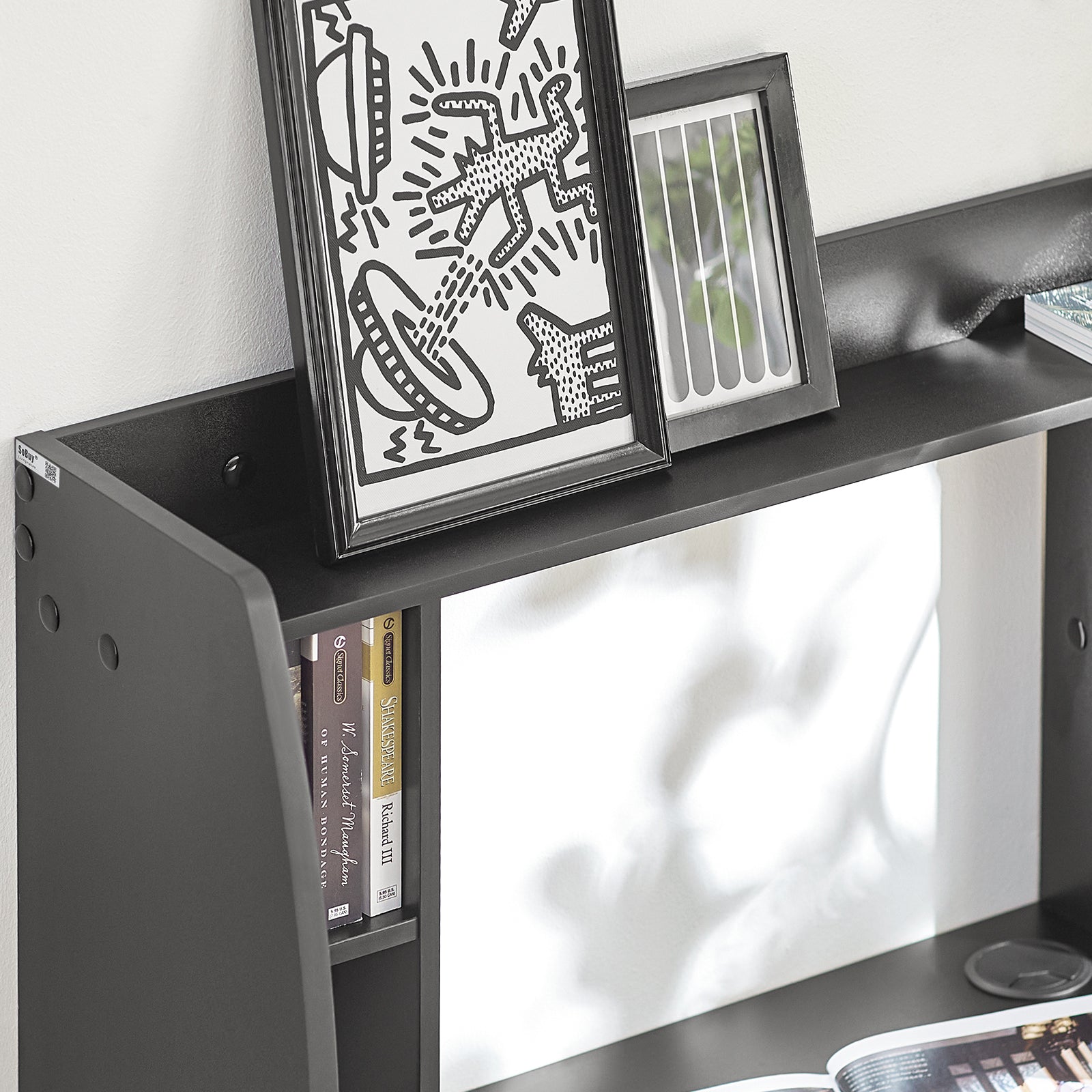 SoBuy Scrivania,Tavolo a muro porta PC,con ripiani,nero,FWT18-SCH,IT