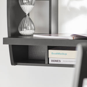 SoBuy Scrivania,Tavolo a muro porta PC,con ripiani,nero,FWT18-SCH,IT