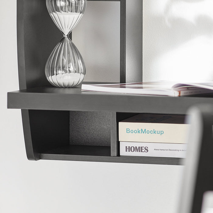 SoBuy Scrivania,Tavolo a muro porta PC,con ripiani,nero,FWT18-SCH,IT