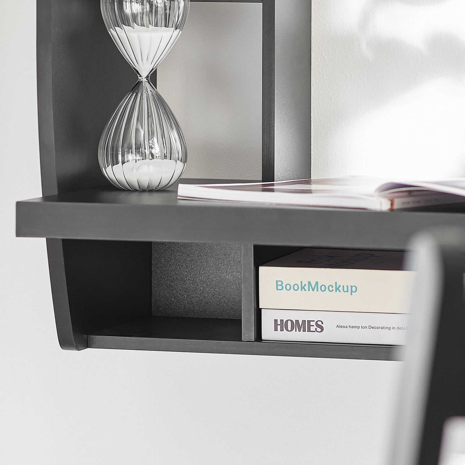 SoBuy Scrivania,Tavolo a muro porta PC,con ripiani,nero,FWT18-SCH,IT