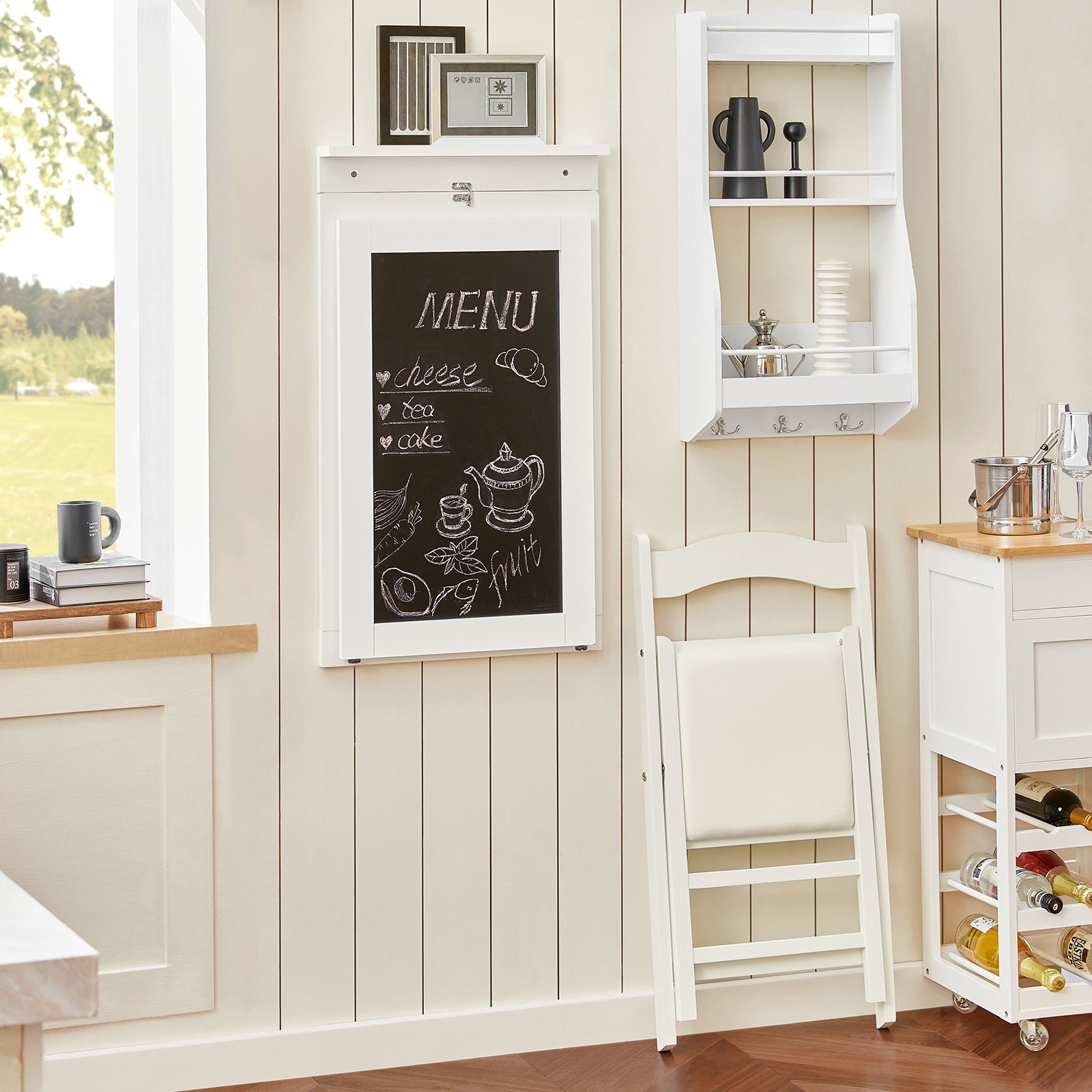 Tavolo A Muro Tavolo Pieghevole Tavolo Cucina Con Lavagna colore bianco FWT20-W