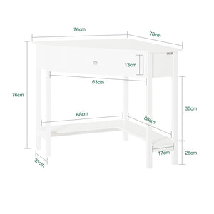Tavolo angolare,Tavolo Consolle, con cassetto, bianco,triangolo,FWT31-W 