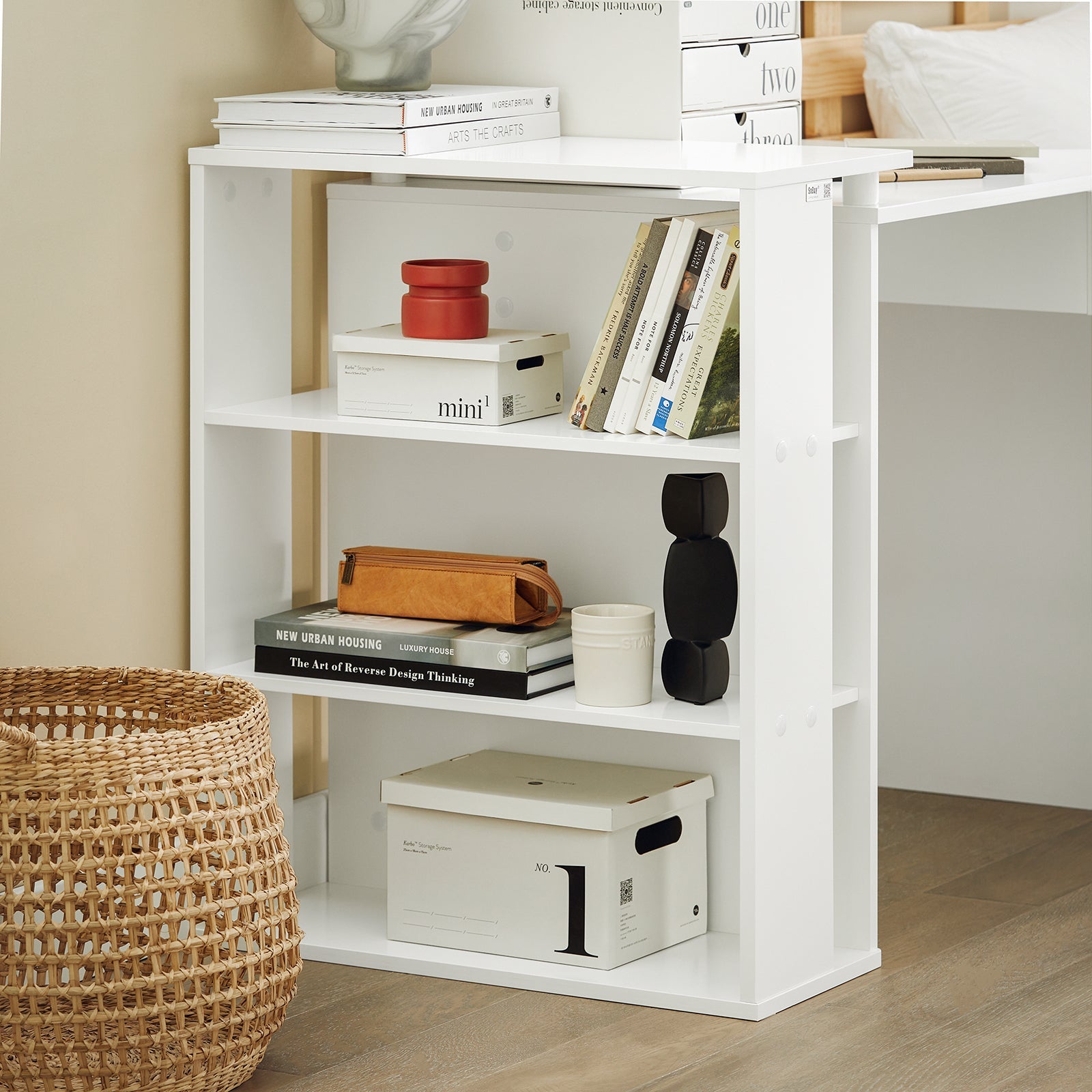 Scrivania,Porta PC,Tavolo per Computer ,con cassetto e tre ripiani,,bianco,FWT35-W