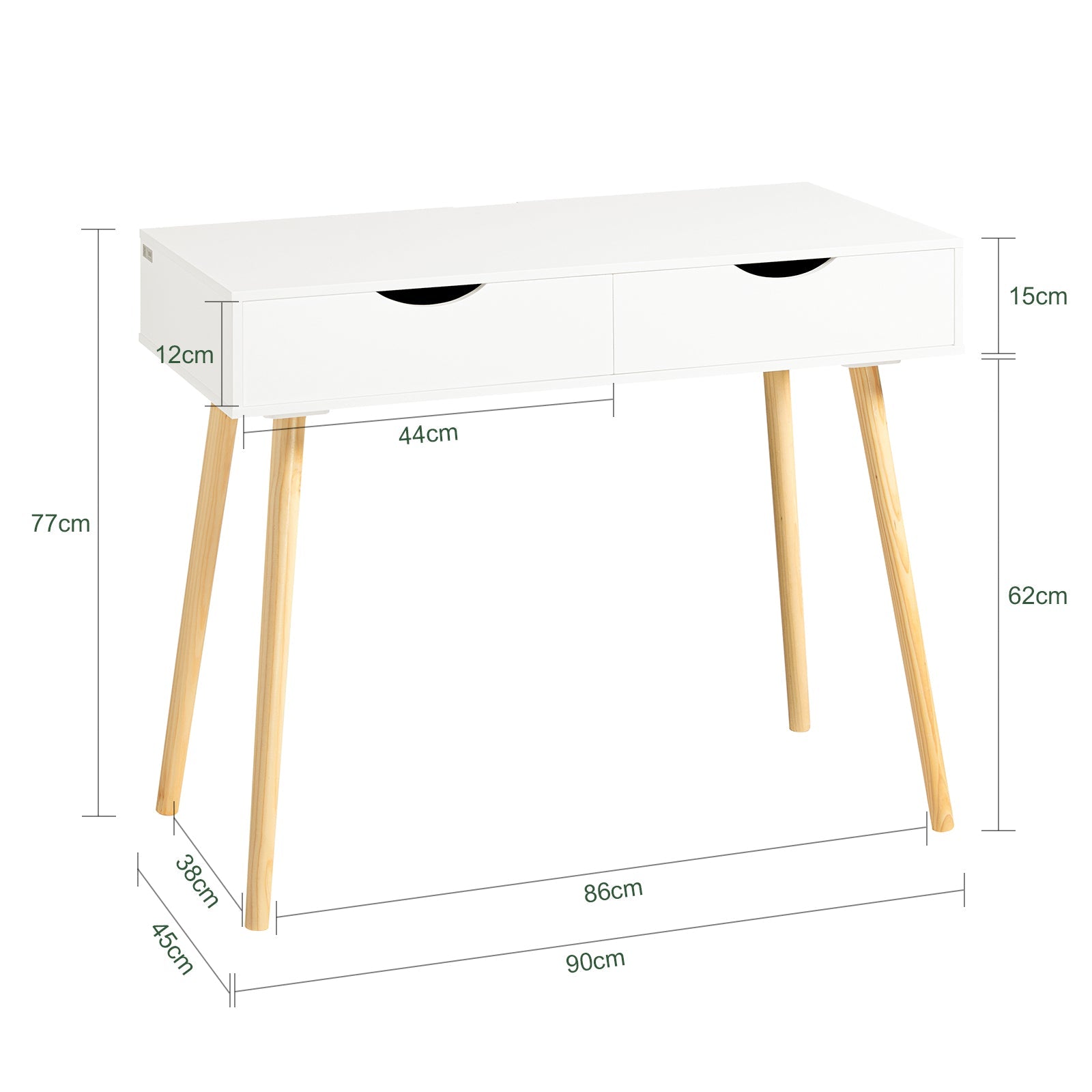 Scrivania,Porta PC,Tavolo per Computer,con due cassetti,bianco,FWT40-WN