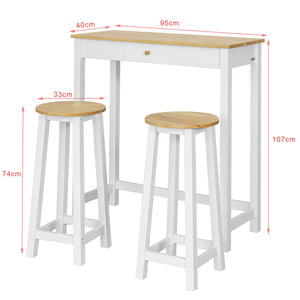 Tavolo alto bar con 2 sgabelli Penisola cucina  A107 cm, FWT50-WN