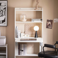 SoBuy Scrivania Salvaspazio Scrivania Ufficio con Ripiani Tavolo Pieghevole da Parete Tavolo Richiudibile per Computer Scrittoio da Lavoro Naturale 64x58x145cm FWT92-H-W