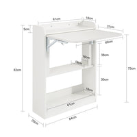 Scrivania Piccola Scrivania Salvaspazio Scrivania Pieghevole Tavolino Pieghevole Scrivania con Libreria 64x58x75 FWT92-W