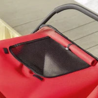 Passeggino per Cani, pieghevole, tetto apribile, cuscino, telaio in acciaio, Rosso/Nero