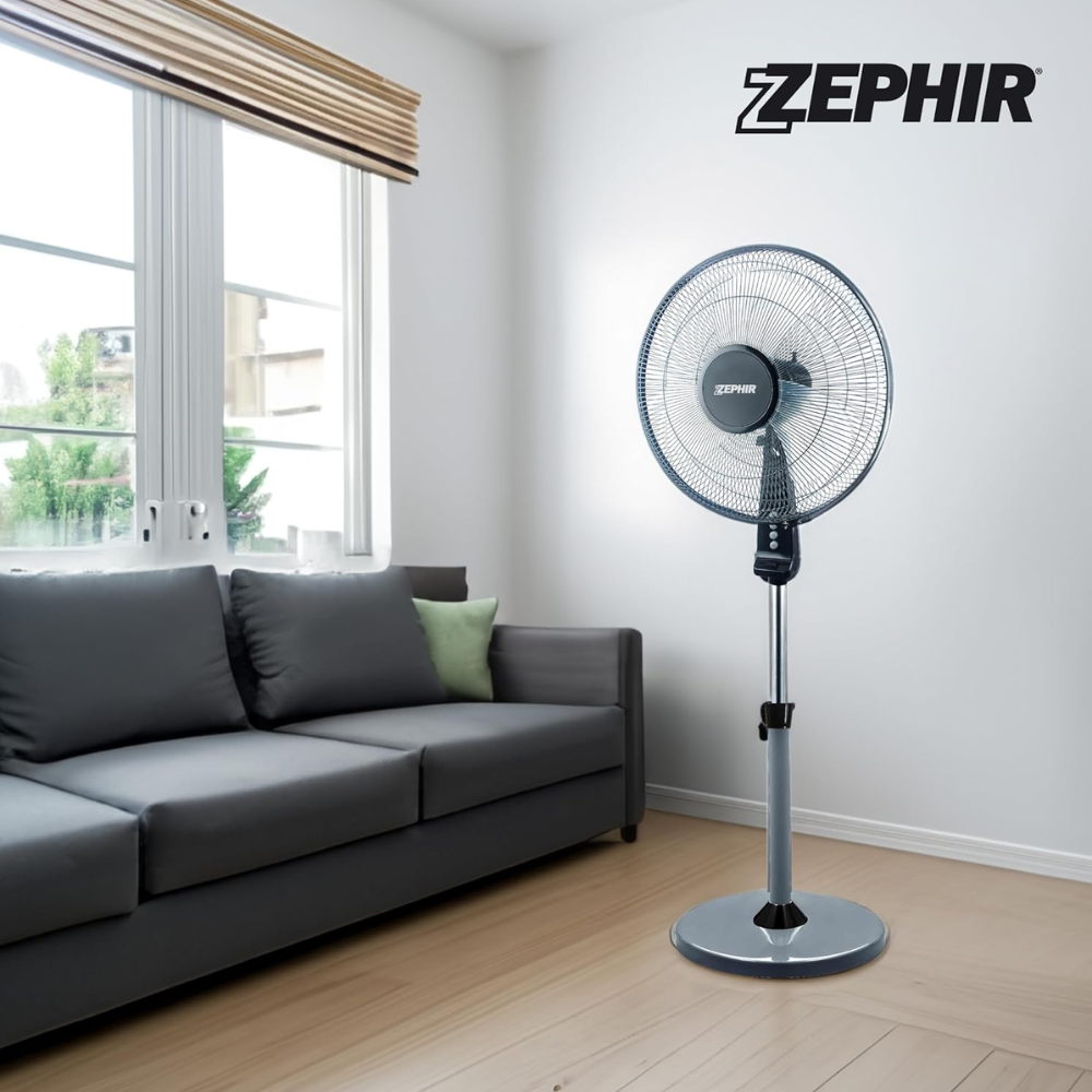 Zephir zng41p ventilatore a piantana ampia base tonda supersilent 45w pale 40cm