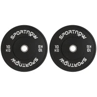 Set 2 Dischi Pesi da 10kg in Gomma con Foro da 2"/5 cm per Manubri e Bilancieri, Nero