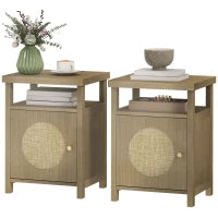 Set di 2 comodini stretti con vano aperto e finitura in vimini, 40 x 35 x 55 cm Marrone