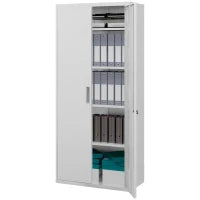 Armadio da Ufficio a 5 Livelli con 4 Ripiani Regolabili, in Acciaio, 80x40x180 cm, Bianco