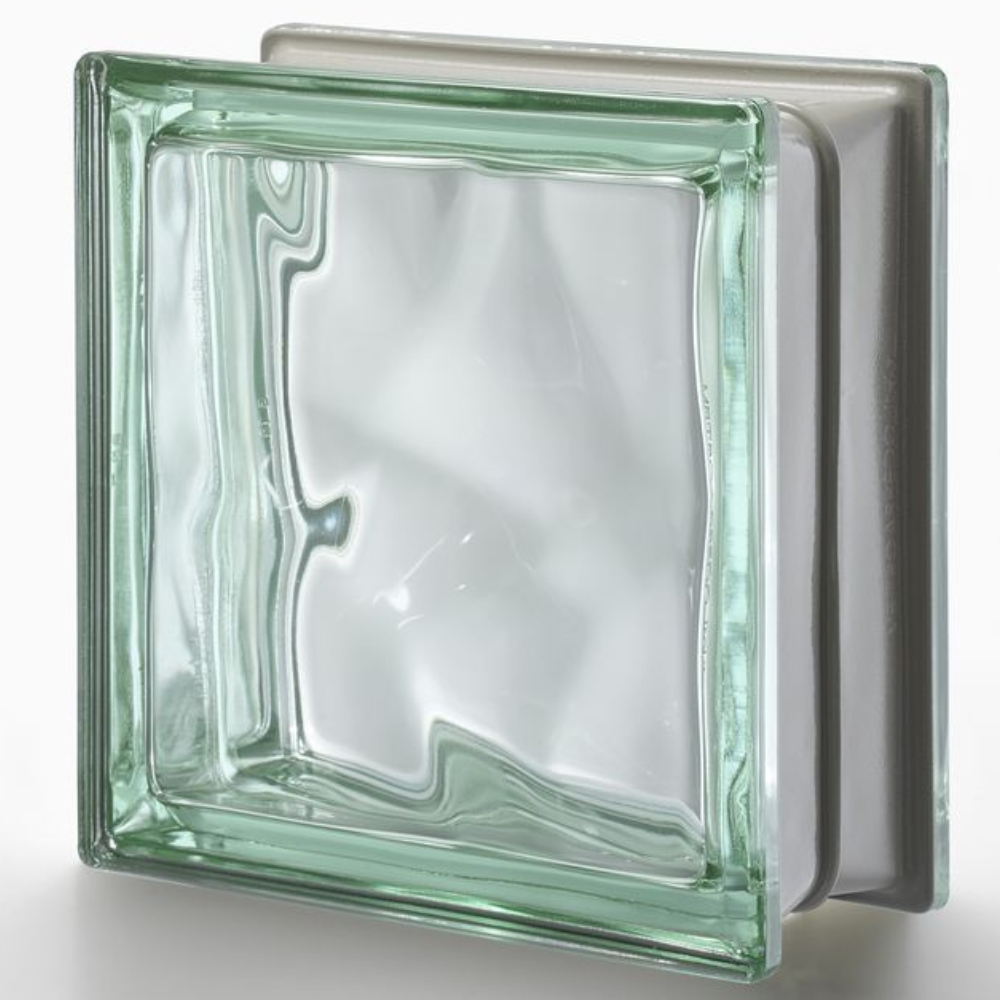 Vetromattone ondulato modello agua diffusione luminosa 190 x 190 x 80 mm *** colore- trasparente caribe, confezione 1