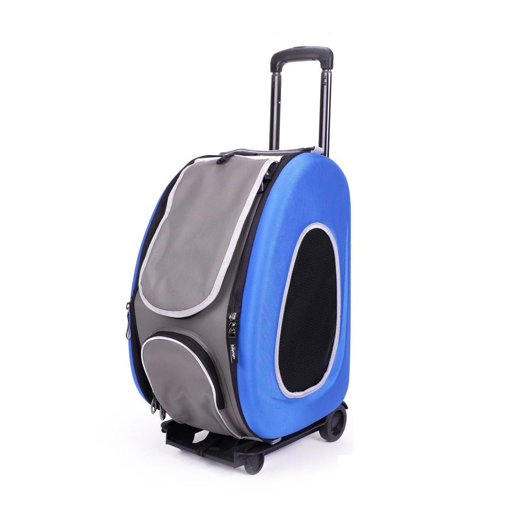 Trolley zaino & borsa per cani e gatti 3 in 1 max 8 kg pet rolling colore blu
