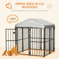 Kennel Recinto per Cani di Taglia Piccola e Media, Galline e Anatre con Tettuccio, 122x122x13 cm