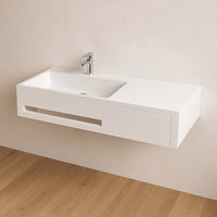 Lavabo in artificial stone bianco opaco matt modello alex sospeso con porta salviette *** confezione 1