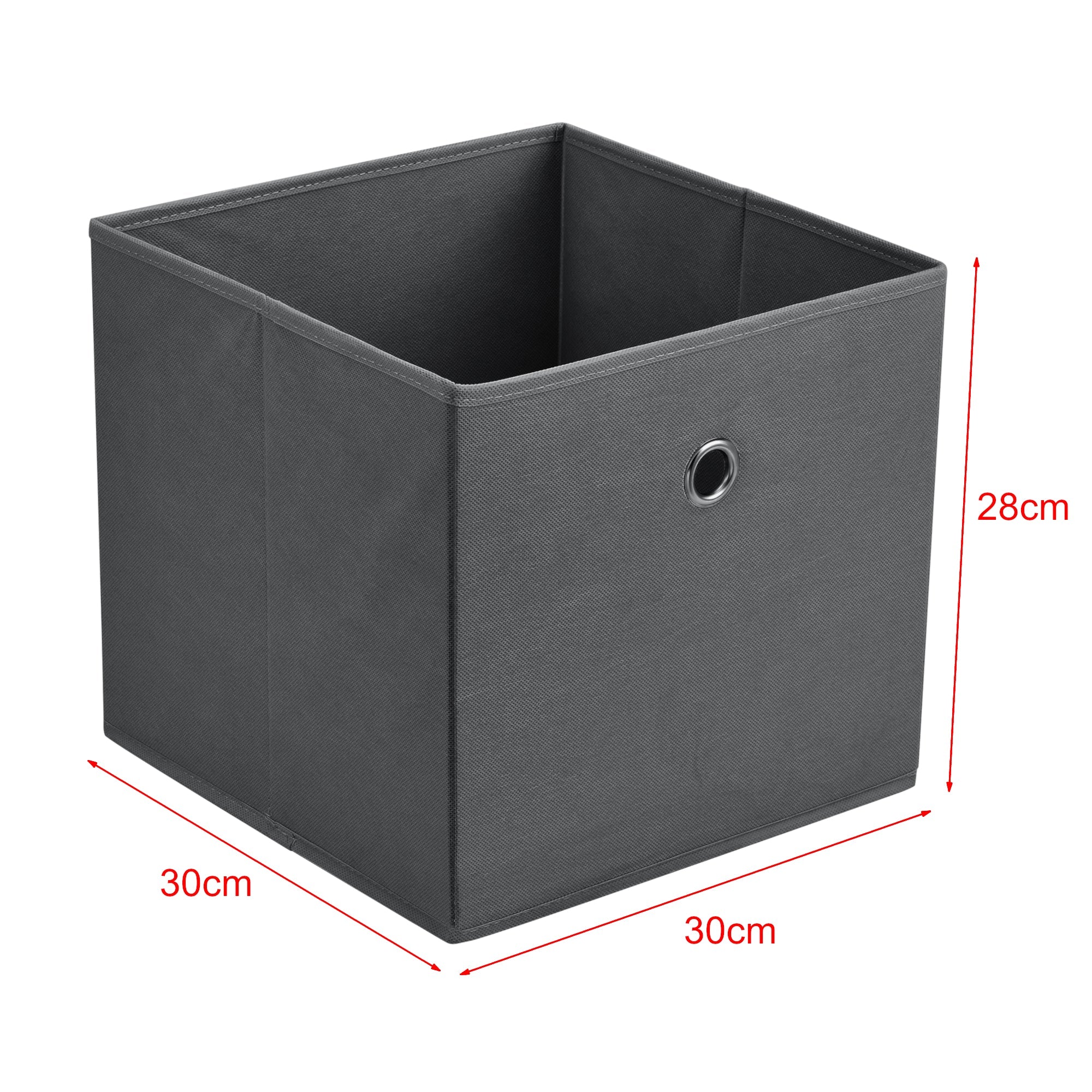 Set di 10 scatole portaoggetti in tessuto non tessuto 28 x 30 x 30 cm grigio scuro 03_0006546