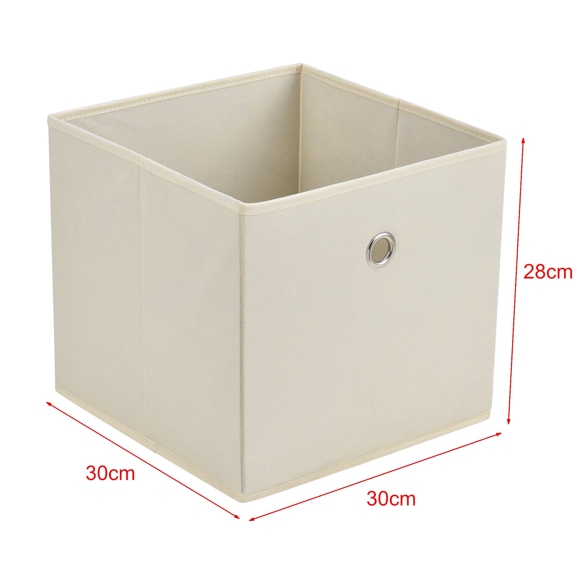 Set di 10 scatole portaoggetti in tessuto non tessuto 28 x 30 x 30 cm beige 03_0006545