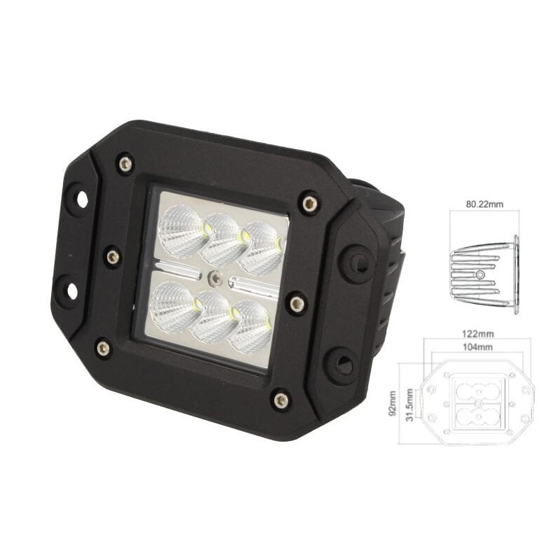 Fanale Luci Diurne A Led DRL Work Light Faro Da Lavoro Rettangolare 12V 24V 24W (6X4W) IP67 Bianco