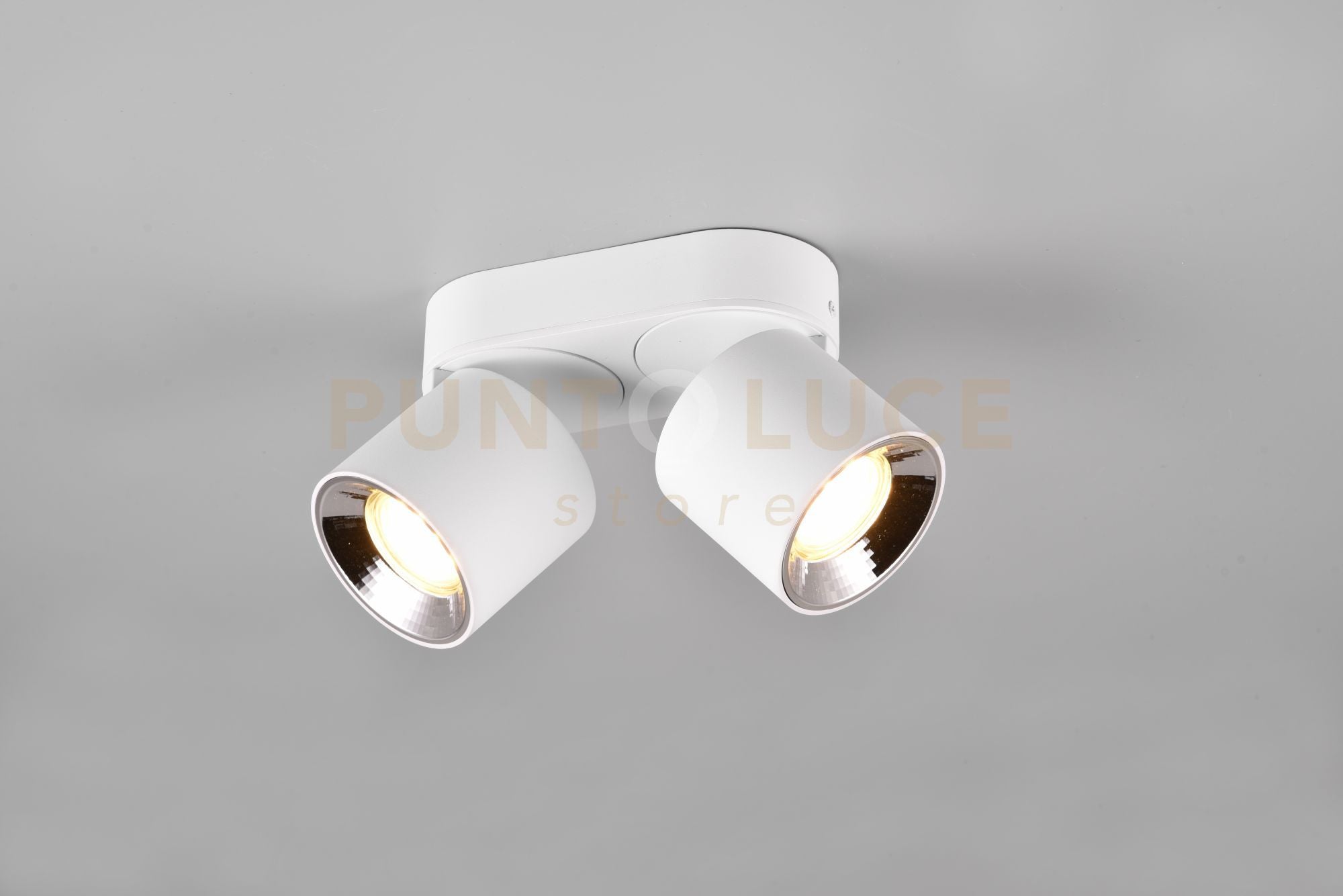 GUAYANA BARRA 2 SPOTS ORIENTABILI ANCHE DA INCASSO METALLO BIANCO L. 18CM ATTACCO GU10
