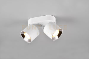 GUAYANA BARRA 2 SPOTS ORIENTABILI ANCHE DA INCASSO METALLO BIANCO L. 18CM ATTACCO GU10