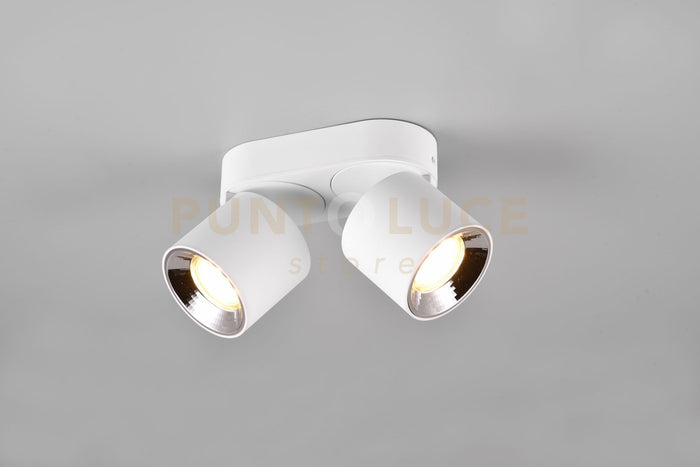 GUAYANA BARRA 2 SPOTS ORIENTABILI ANCHE DA INCASSO METALLO BIANCO L. 18CM ATTACCO GU10