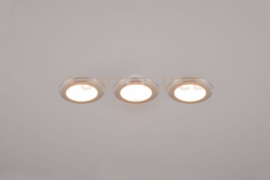 ARGUS KIT 3 FARETTI DA INCASSO LED 1W-4W 350lm, 3000K ROTONDI BORDO CROMATO + FUNZIONE RGB D. 8,2CM DIMMERABILE