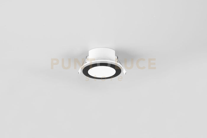 AURA FARETTO DA INCASSO PLASTICA NERA SATINATA TRIPLA ACCENSIONE INDIPENDENTE D. 8,2CM LED 5W 450lm, 3000K