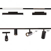 Faretto LED Binario Magnetico 20W 48V CCT Dimmerabile Nero Direzionabile