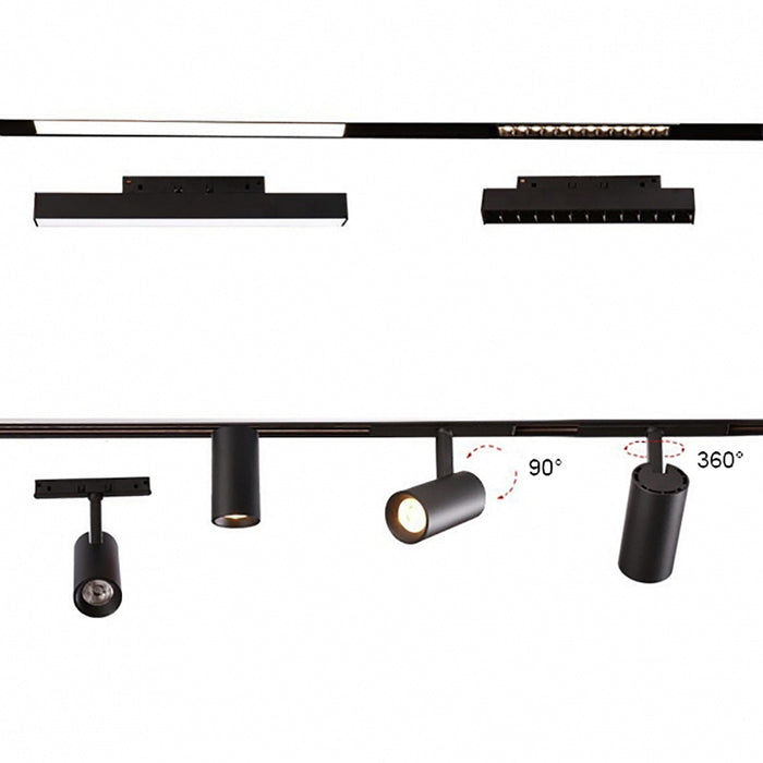 Faretto LED Binario Magnetico 20W 48V CCT Dimmerabile Nero Direzionabile