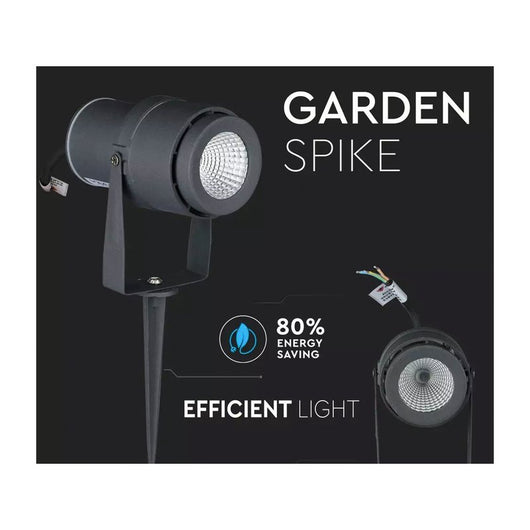 Faretto LED da Giardino 12W con Picchetto Colore Grigio Luce Verde IP65 SKU-217552