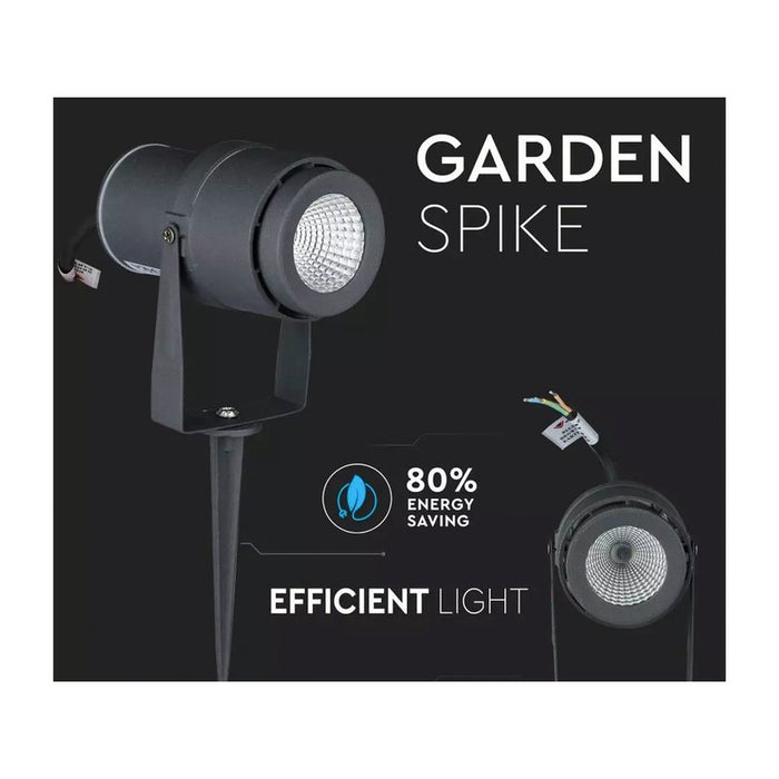 Faretto LED da Giardino 12W con Picchetto Colore Grigio Luce Verde IP65 SKU-217552