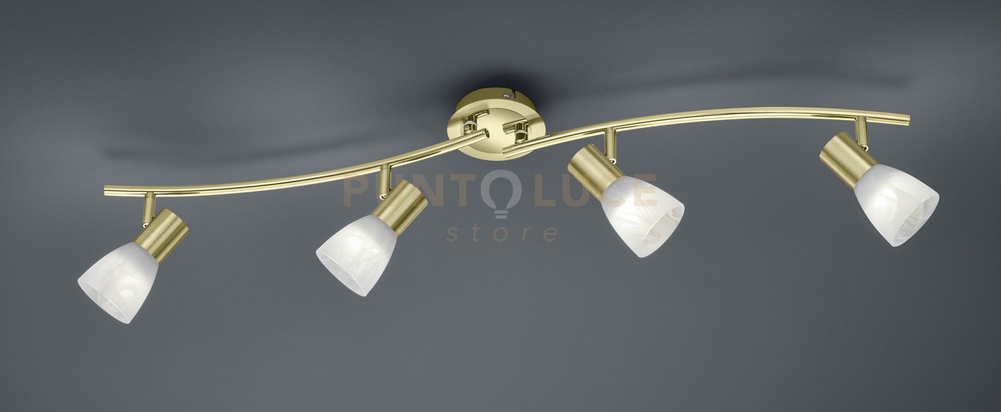 LEVISTO BARRA LED 4 SPOTS ORIENTABILE OTTONE + VETRO L.88CM 4 LUCI ATTACCO E14 , 19,6W · 1880lm, 3000K
